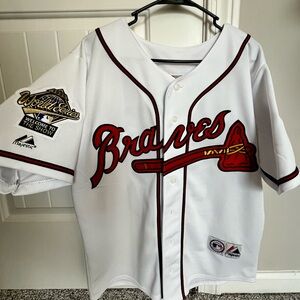 David Justice Atlanta Braves 1995 World Series Home White Jersey Men's